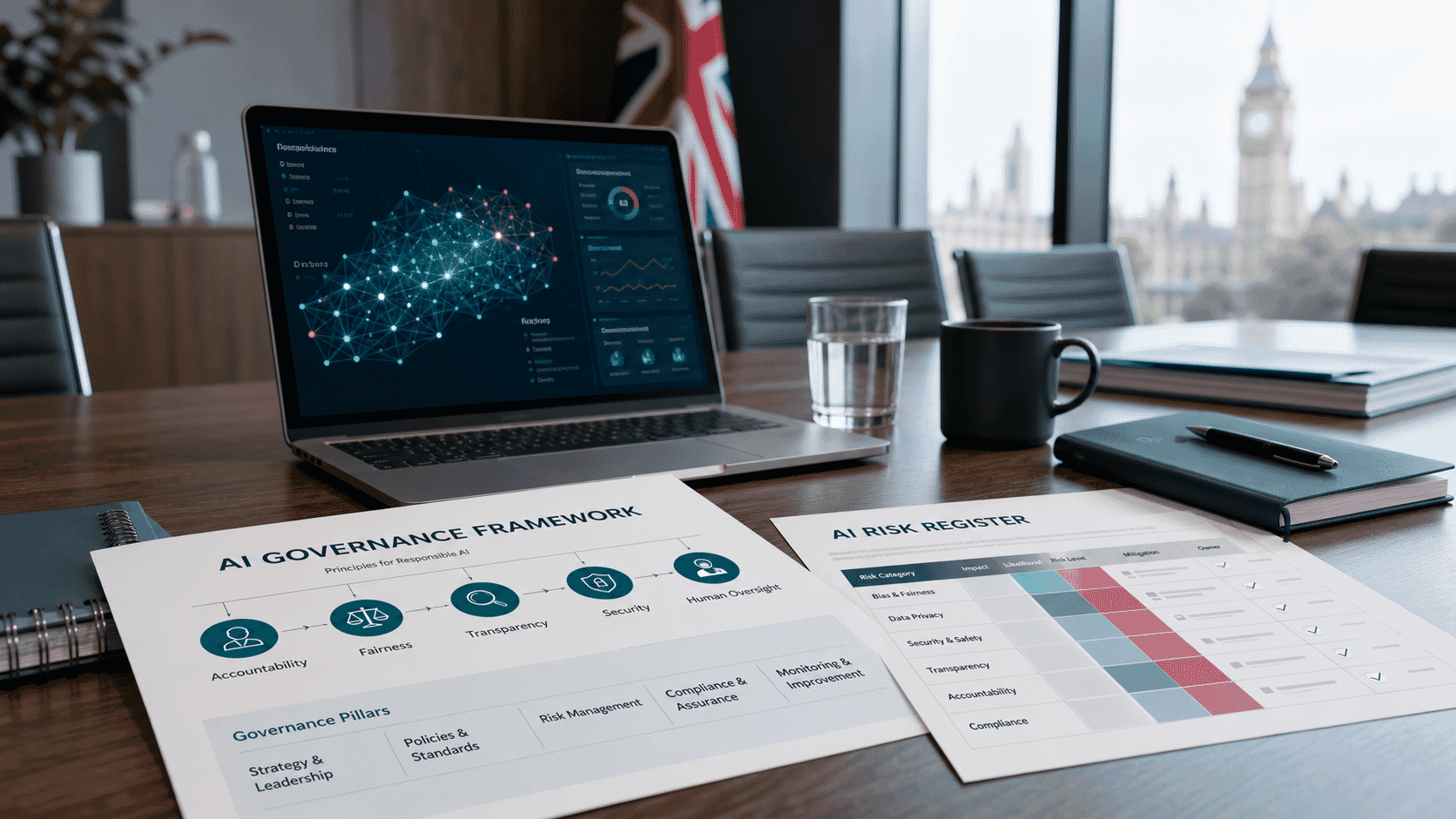 AI governance framework and AI risk register for UK organisations