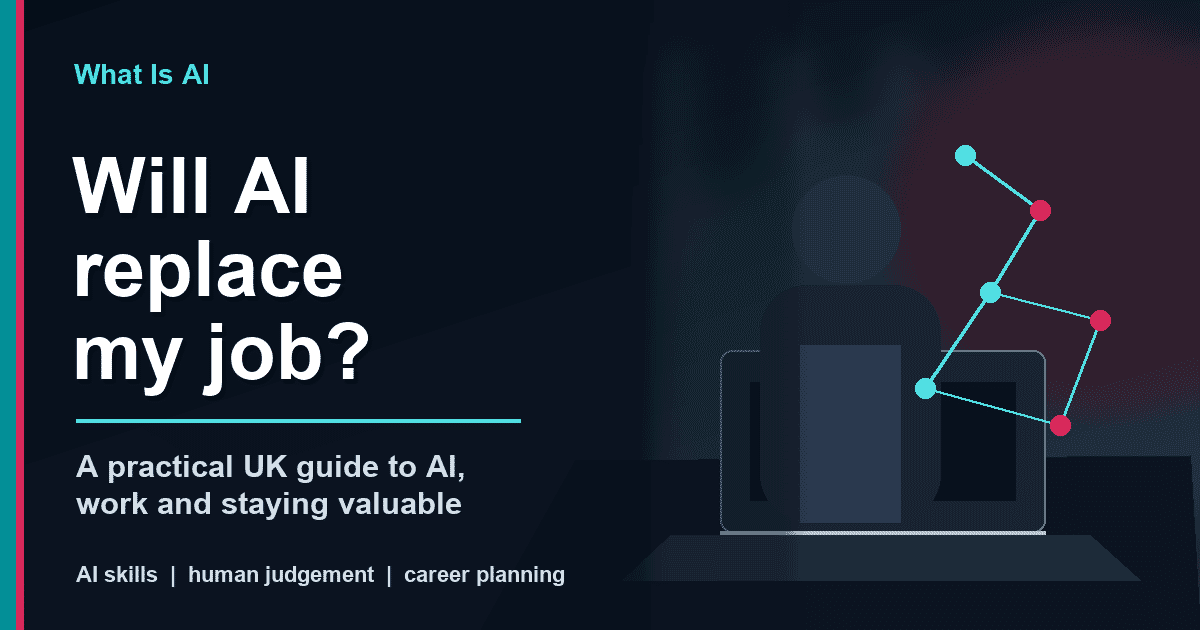 Professional social share image for Will AI replace my job by What Is AI